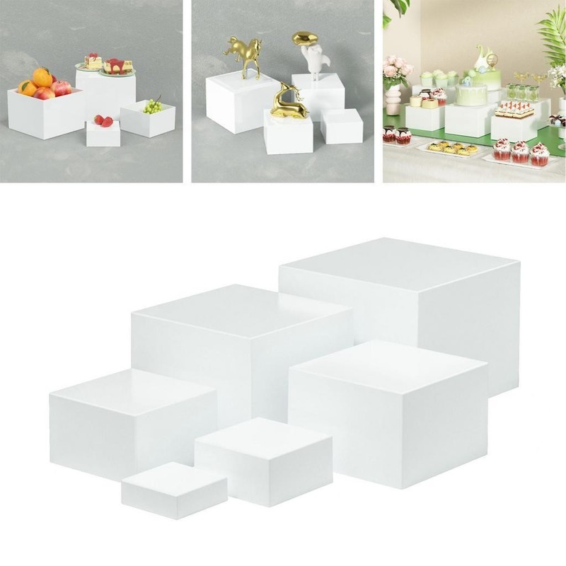 6 Pieces Buffet Riser Food Riser 3″, 4″, 5″, 6″, 7″, 8” Stackable Cube Display