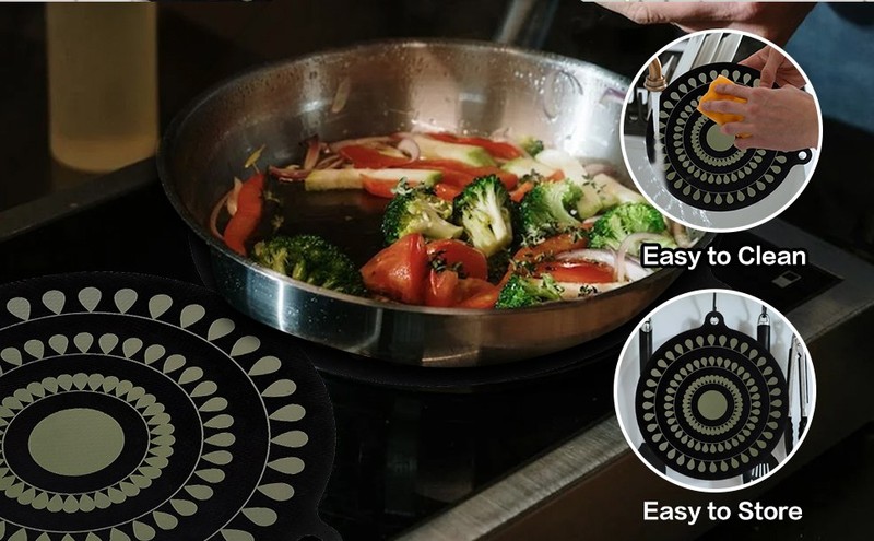 9.5 Inch Thermochromic Silicone Induction Cooktop Protect Mat,2Pcs Induction gallery