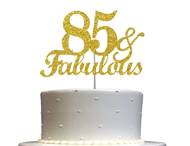 Fabulous & 85 Cake Topper Gold Glitter, 85th Birthday Party Decoration Ideas