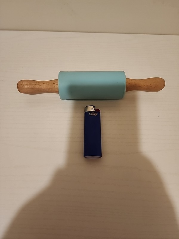 Mini Silicone Rolling Pin 9" Kids Dough Roller Non-Stick Wood Wooden Handle Blue gallery