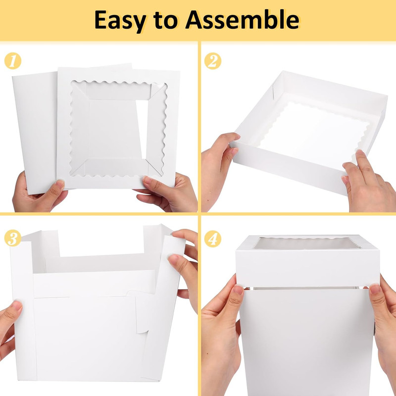 5 Pack Cake Boxes 8 Inch, Bakery Containers with Large Window, 8 Inch White Cake gallery