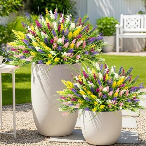 Artificial Plants Outdoor Fake Monkey Grass with Flowers 10 Bundles Mix Color gallery