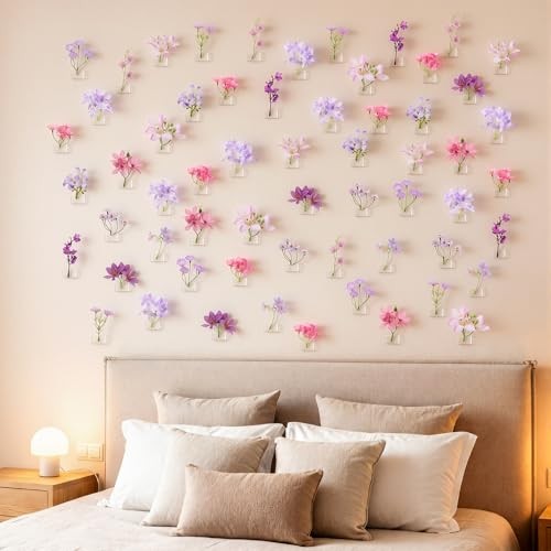 Suncalla 60 Pcs 3.9” Summer Artificial Wildflower Silk Floating Purple Fresh