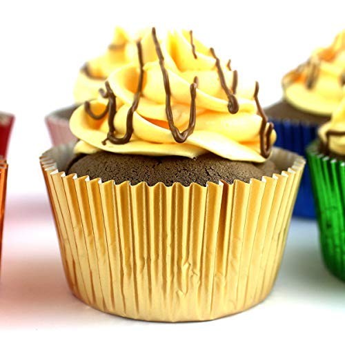 Gold Foil Cupcake Case Liners Wrappers Baking Muffin Paper Cups 200 Pcs gallery