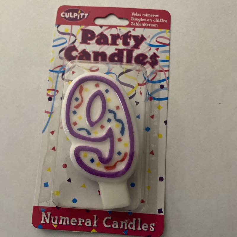 Birthday Party Cake Number Candle 9 Multicolor