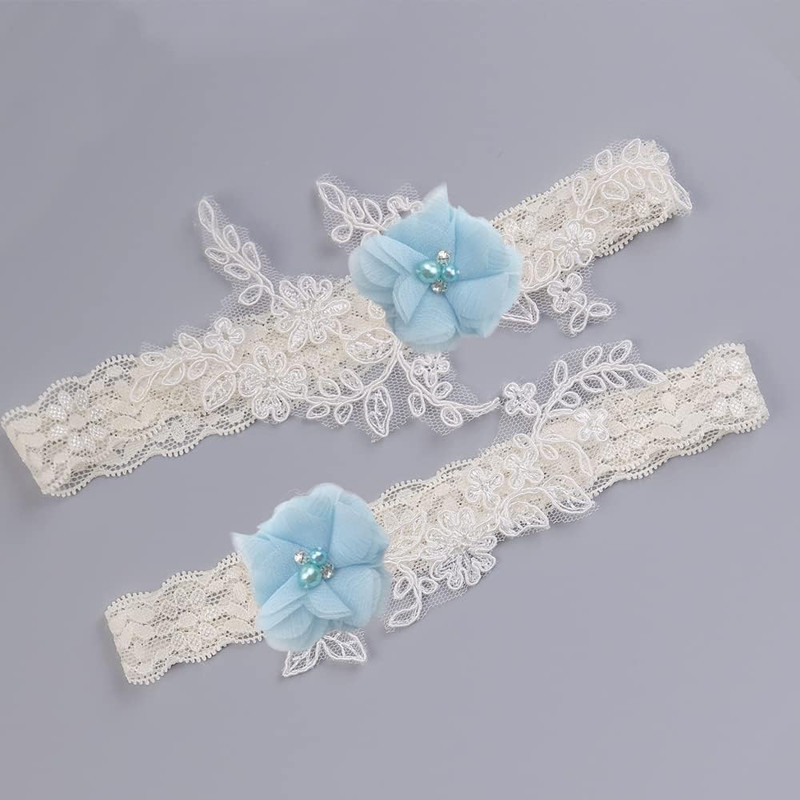 30 PCS Rhinestone Pearl Blue Chiffon Flower Sewing Fabric Appliques for Cloth... gallery