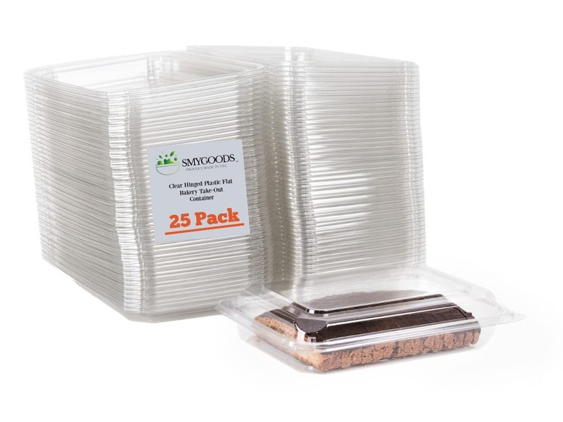 Clear Plastic Disposable Container Flat Top, (Pack of 25-9 3/8 x 6 3/4 x 2 3/...