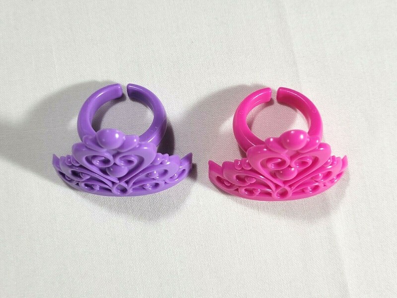 24 Princess Tiaras Pink & Purple Birthday Cupcake Toppers Rings Cake Decorating gallery