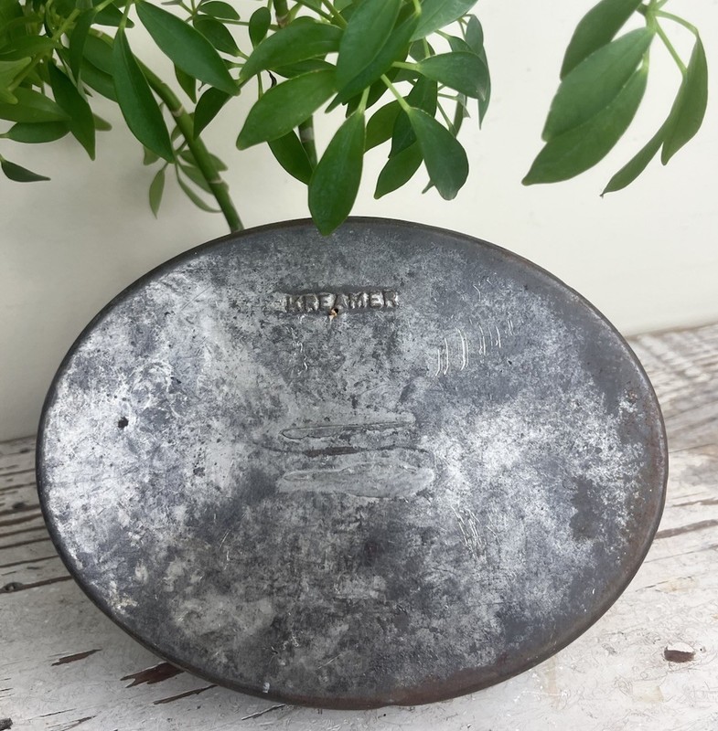 Vintage Oval Country Scalloped Serving Tray Dome, Mold, Dish W/Rust Worn Patina gallery