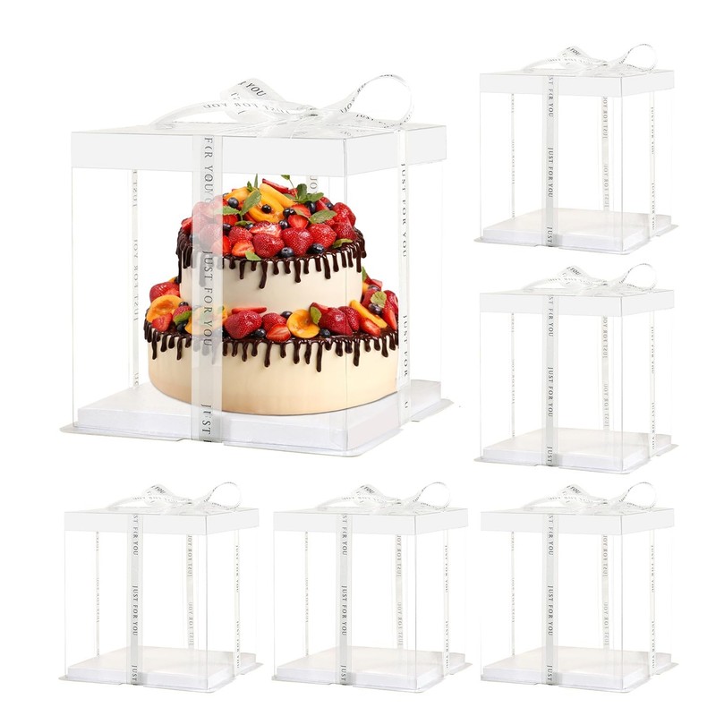7″ X 7″ X 8″ Ideal for 4″ and 5″ Inch Layer Tiered Cakes ,6 Pcs Transparent C…