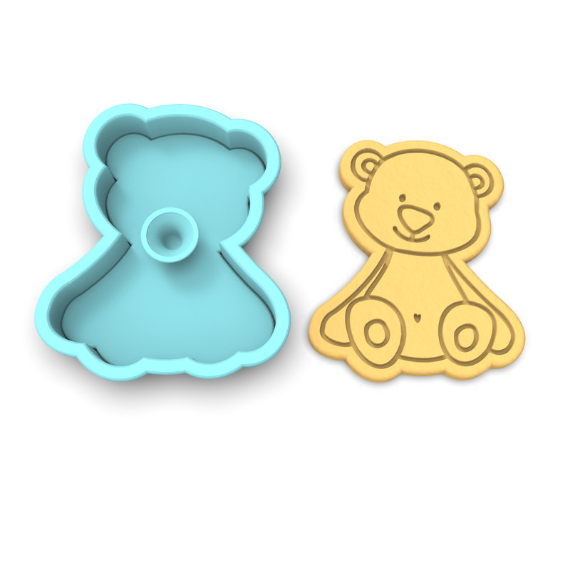 Teddy Bear Cookie Cutter & Stamp #1 | Baby Shower Bear Cuddle Stuffed Animal gallery