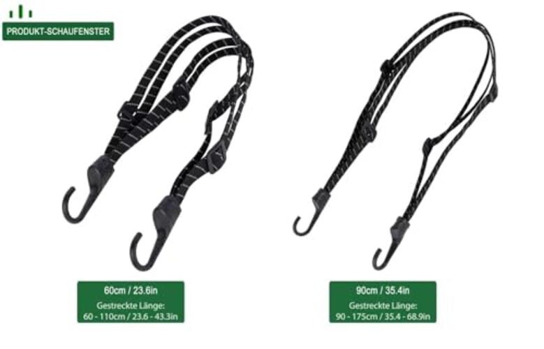 Motorcycle Luggage Straps, Bike Rack Bungee Reflective effect, 60cm + 90cm 2 gallery
