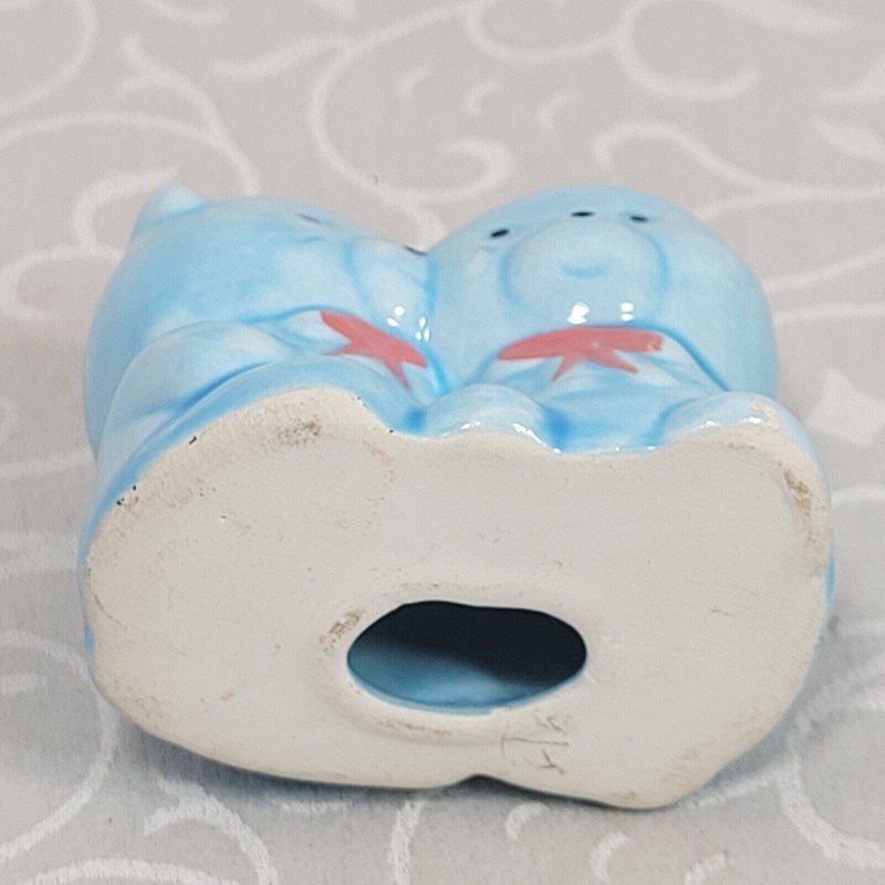 Viintage Pink/Blue Ceramic Twin Bears Birthday Cake Toppers 1 1/2" x 1 3/4" gallery
