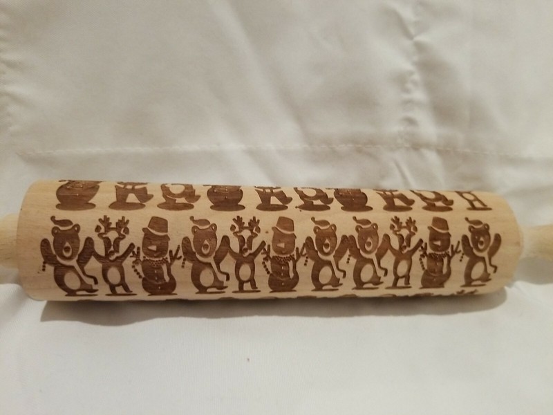 Christmas Snowman Wooden Rolling Pin 3D Embossing Roller for DIY Cookies Biscuit gallery