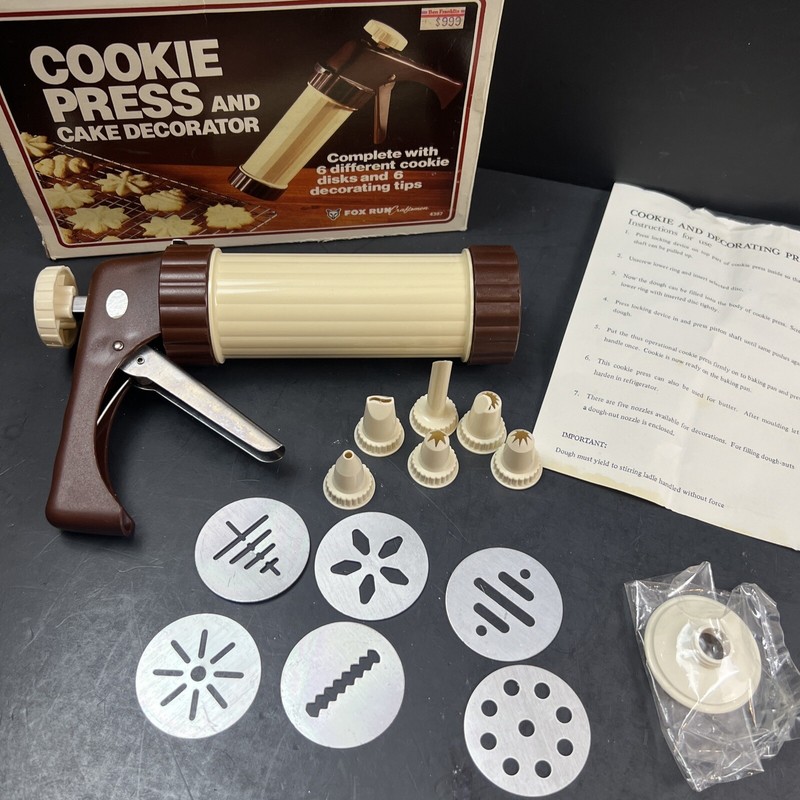 VTG Cookie Press and Cake Decorator ~ 6 Designs ~ Original Box Fox Run Craftsmen gallery