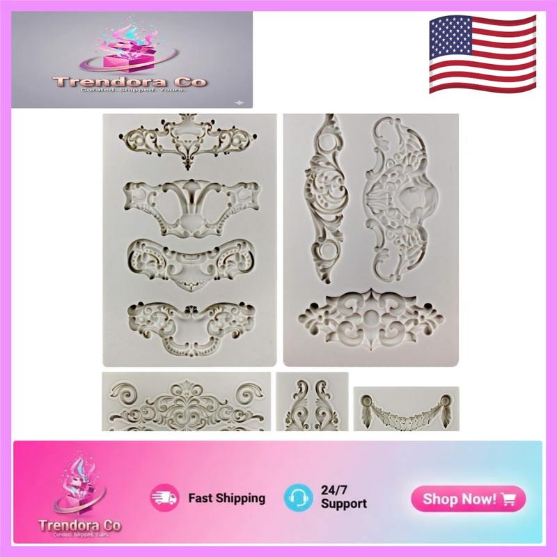 Versatile 5-Count Baroque Silicone Molds – Perfect for Cakes, Crafts, and More