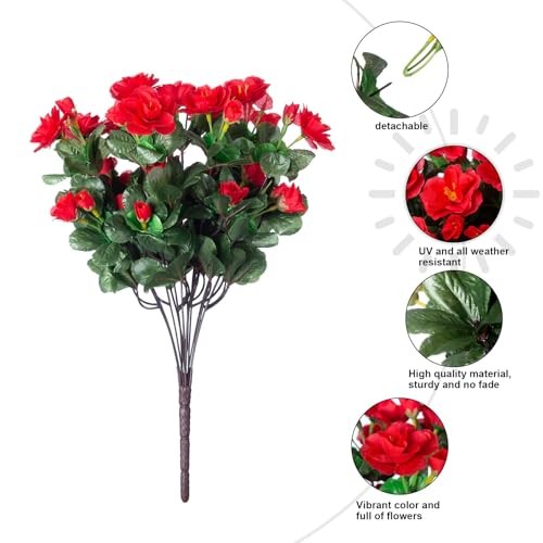 Artificial Faux Red Flowers Plants for Outdoor Outside Spring Decor, A Red gallery