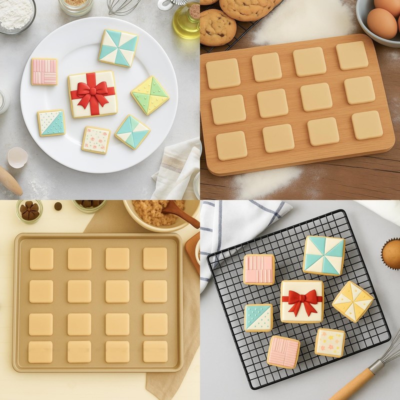 6PCS Square Cookie Cutter Set, Large Geometric Stainless Steel Baking Supplie... gallery