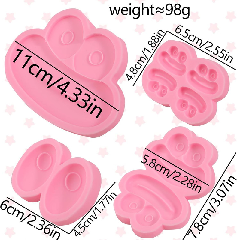 4 Pcs Big Eye Sausage Mouth Candy Fondant Molds, Cartoon Face Chocolate Silicone gallery
