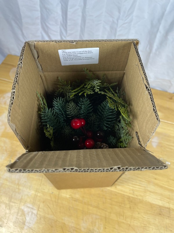 Winlyn 15" Farmhouse Christmas Centerpiece Milk Can w/ Pine & Berries gallery