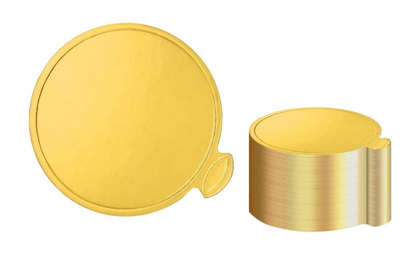50 PCS 3.15 Inch Mini Round Golden Cake Boards Mousse Cupcake Base Paper Plate