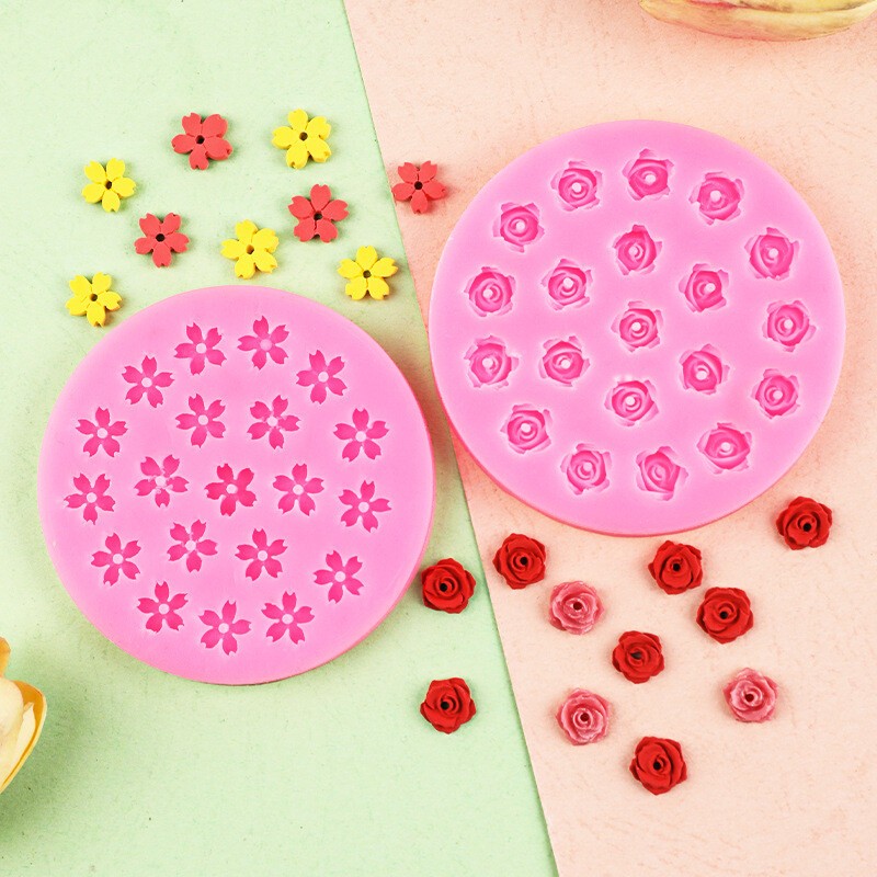 1/2X Mini 3D Cherry Rose Flower Silicone Mold Fondant Cake Decorating Mould Tool gallery