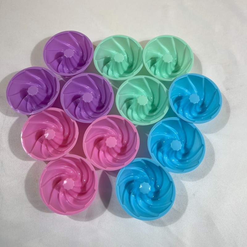 12pc Silicone Mini Bundt Cake Molds Pastel Individual Fluted Cupcake Baking Cups gallery