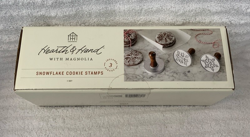 Hearth Hand Magnolia Metal & Wood Snowflake Cookie Press Stamp Set 3 Pieces NEW