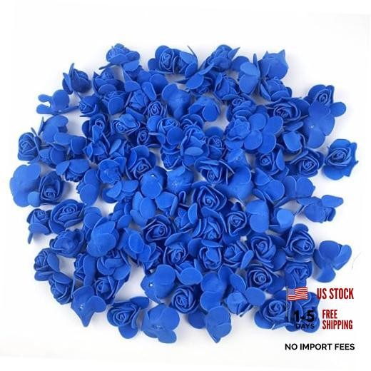 Heyiwell 100PC Mini Artificial Rose Flowers 35mm Foam Rose Heads Royal Blue