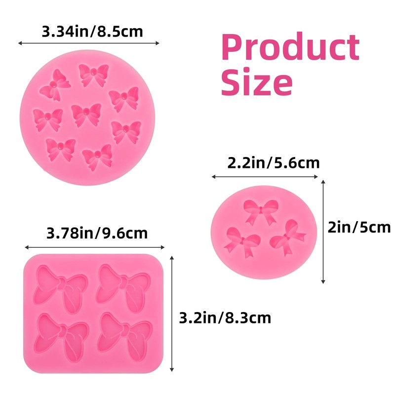 3 Pcs Bow Silicone Mold Fondant Bow Mold Chocolate Candy Cake Pop Molds Bow M... gallery