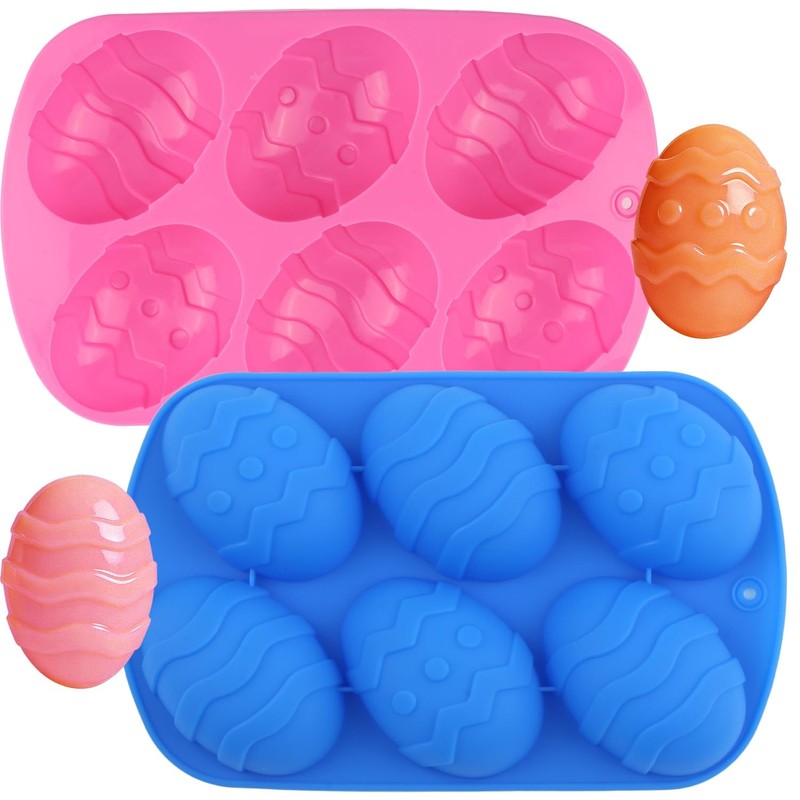 2 PCS 6 Cavity Easter Silicone Candy Molds Egg Chocolate Cupcake Decorating