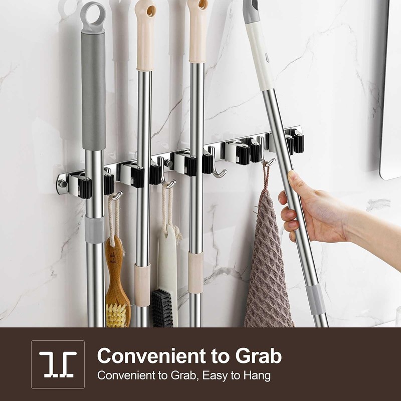 Broom Holder Wall Mount, Stainless Steel Broom Hanger Wall Mount, Heavy Duty ... gallery