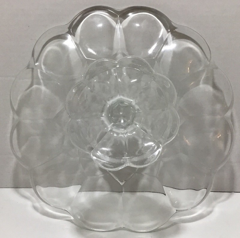 Vintage 11-1/2" Round Gyroscope Patterned Crystal Pedestal Cake Stand Plate gallery