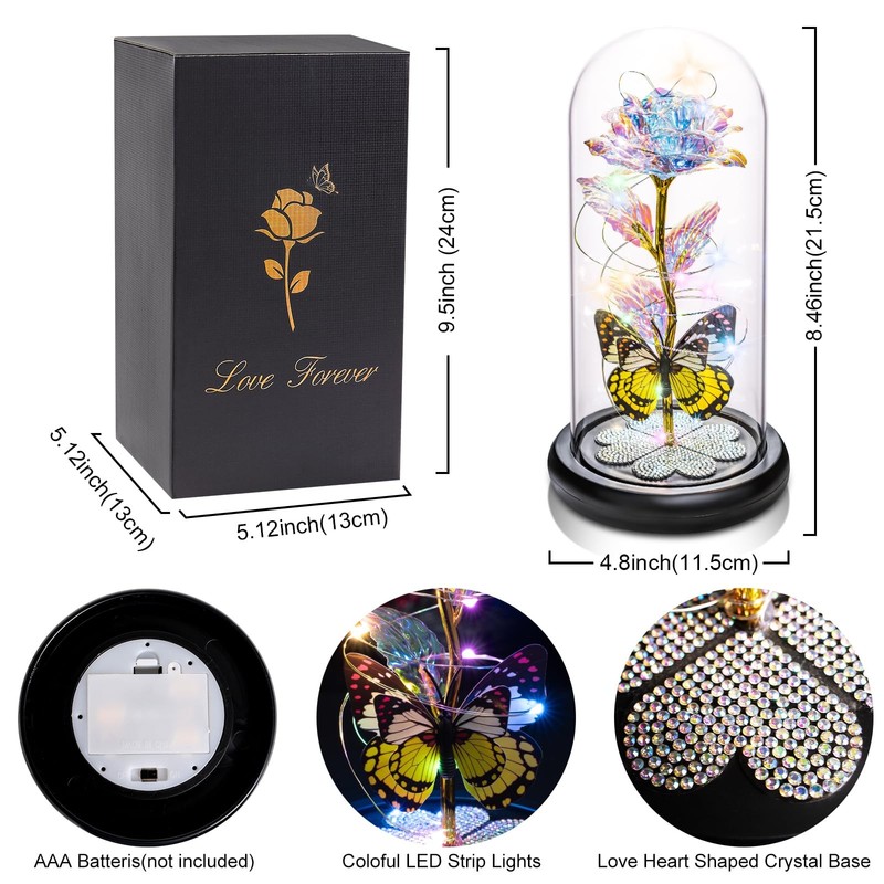 Pusuny Mothers Day Rose Gifts For Mom Birthday Gift For Women Galaxy Glass Rose gallery