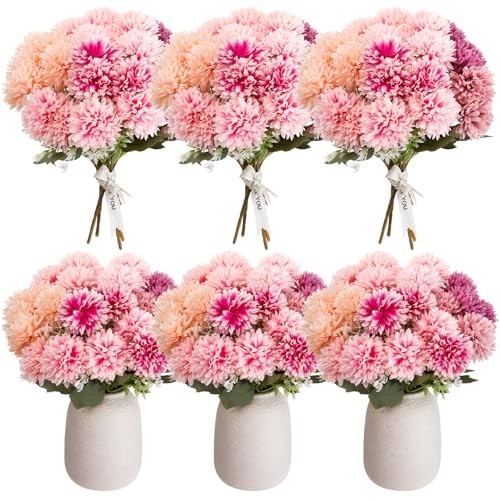 Artificial Flowers Spring Decor – Bundles Faux Silk 12 Pink+purple+champagne