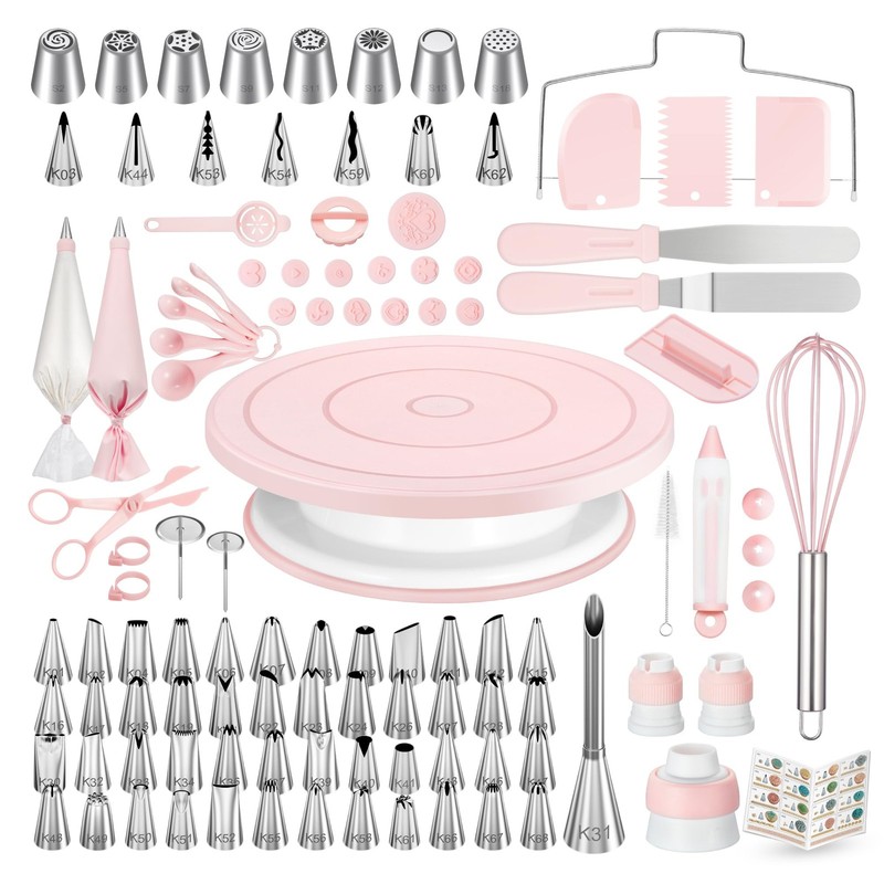 158PCs Cake Decorating Kit, Baking Supplies Tools – Includes Cake Stand Turnt…