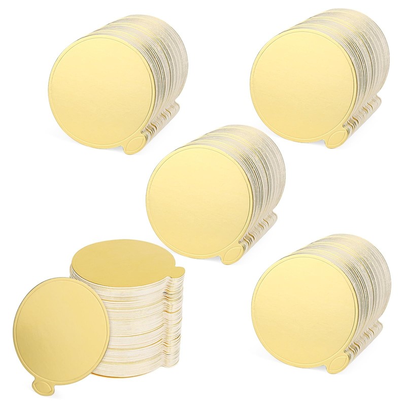 500 PCS 3.5 Inch Gold Mini Round Cake Cardboard Dessert Base Board