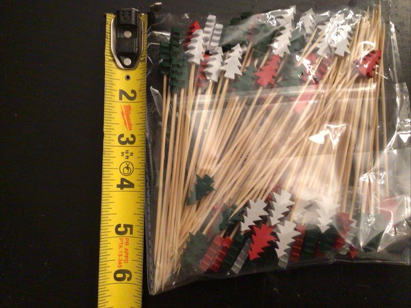 New 50 Or More Christmas Trees Wood Baking Picks Cooking Red Green White 5 Inch gallery