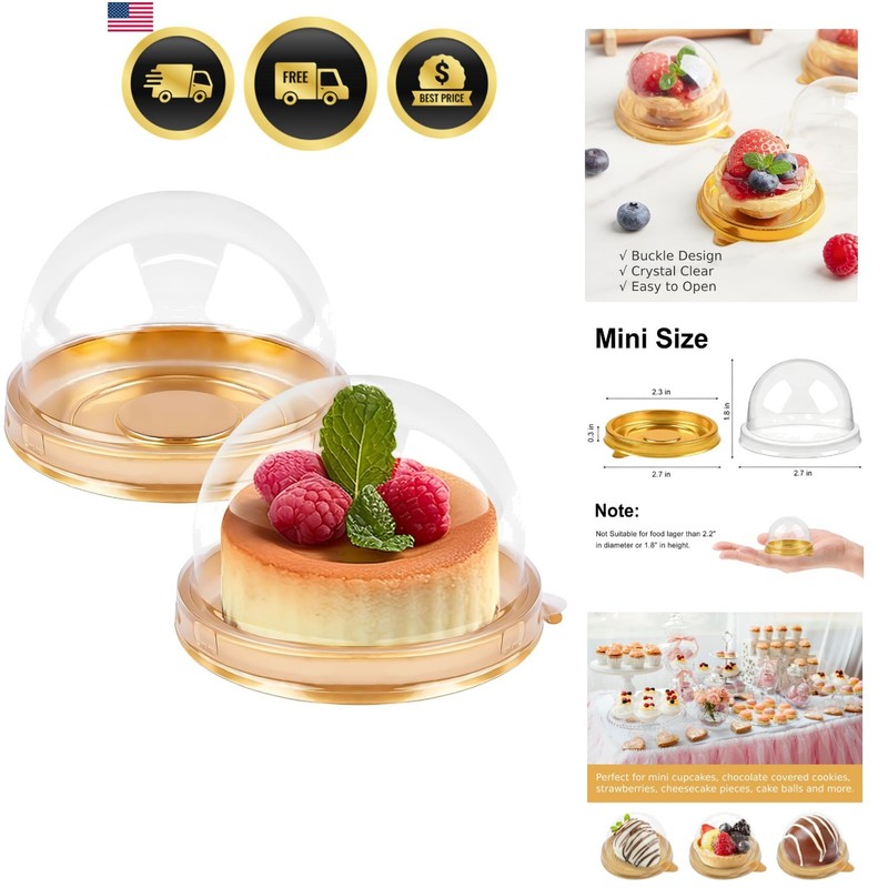 Mini Cake Containers with Lids 50 Pack Clear Plastic Cupcake Boxes for Cookies