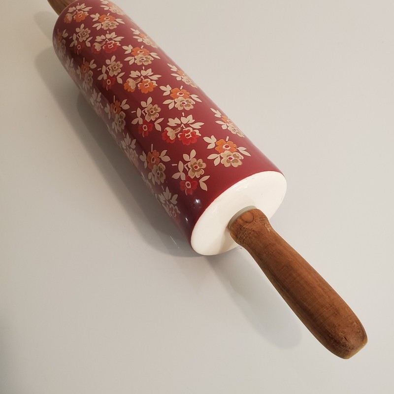 The Pioneer Woman Ceramic Rolling Pin Fall Flowers Autumn Harvest Retired gallery