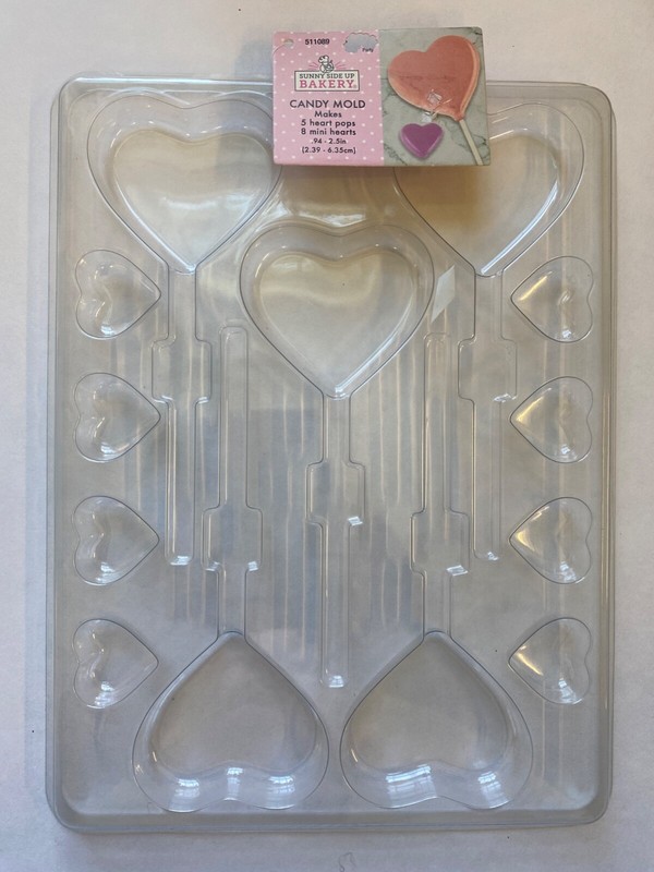 Sunny Side Up Bakery Heart lollipop and Candy Mold lollipop 13 cavity 2″ and 1″