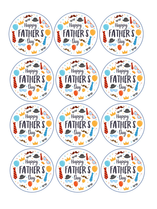 12 Fathers Day, edible paper, cupcake cookie toppers CHOOSE SIZE