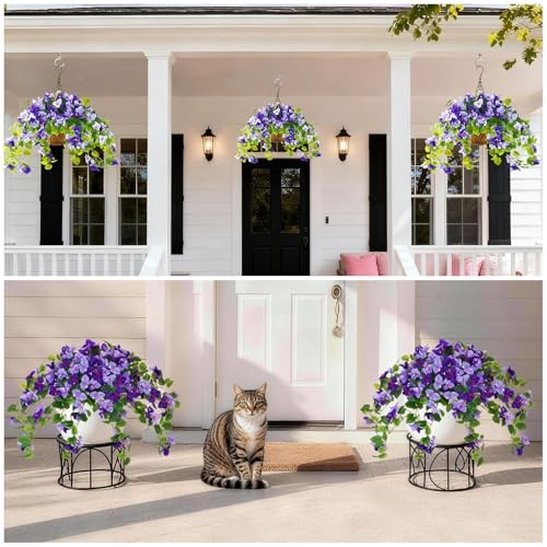 Faux Bougainvillea Artificial Flowers Plants for Outdoor Spring 2 Pcs Mix 1 gallery