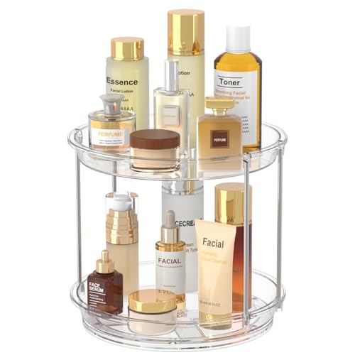 360 Rotating Makeup Organizer – 2 Tier Lazy Susan Turntable Organizer, Clear gallery