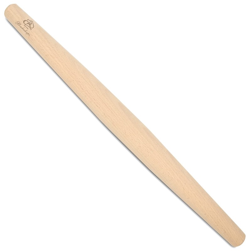 Bakehope French Rolling Pin for Baking Pasta Pizza Pin, Brown