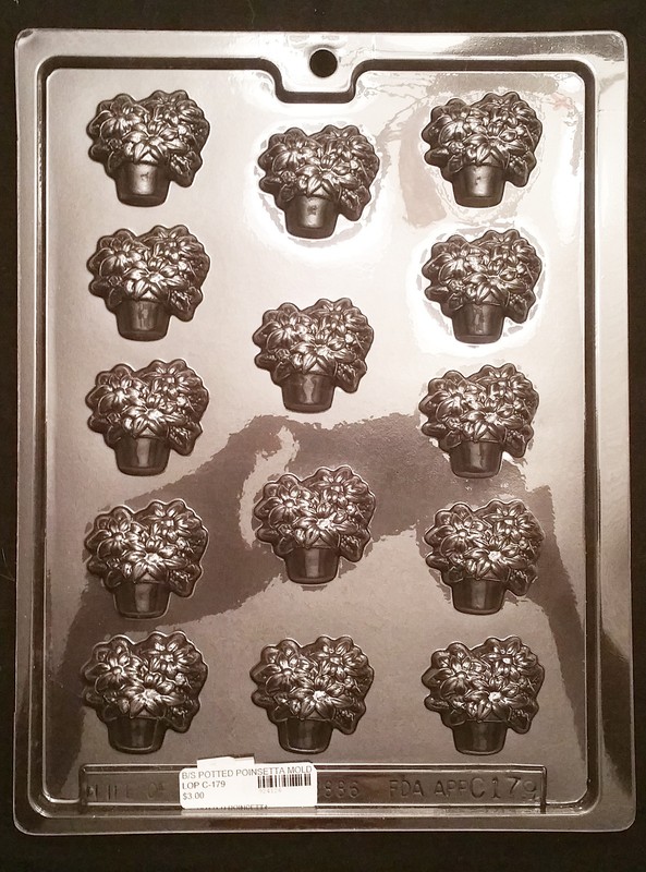 Christmas Bite-Sized Potted Poinsettia Chocolate Plastic Candy Soap Mold C-179