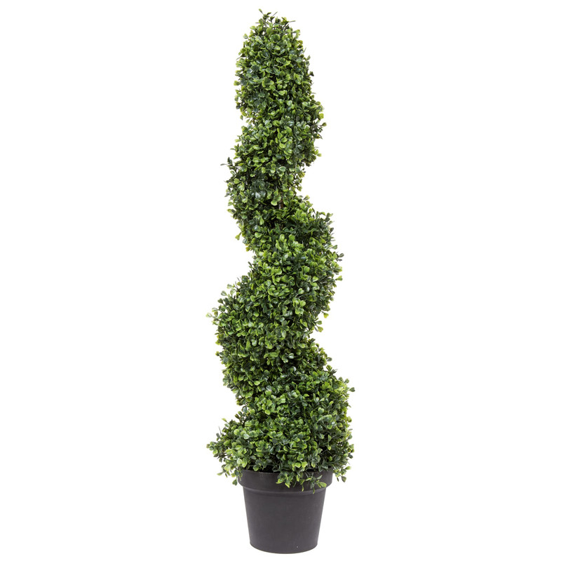 Vickerman Artificial Boxwood Topiary Spiral Tree 3 Foot Tall - Potted Natural