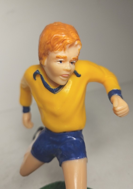 Vintage 1979 Wilton Cake Topper Boy Soccer Player Tongue Out Kicking Ball 5-1/2" gallery