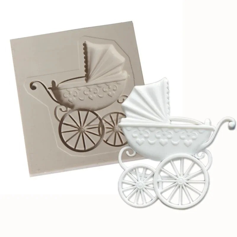 3D Baby Carriage Silicone mold Pram Stroller Fondant Cake Molud Sugarcraft