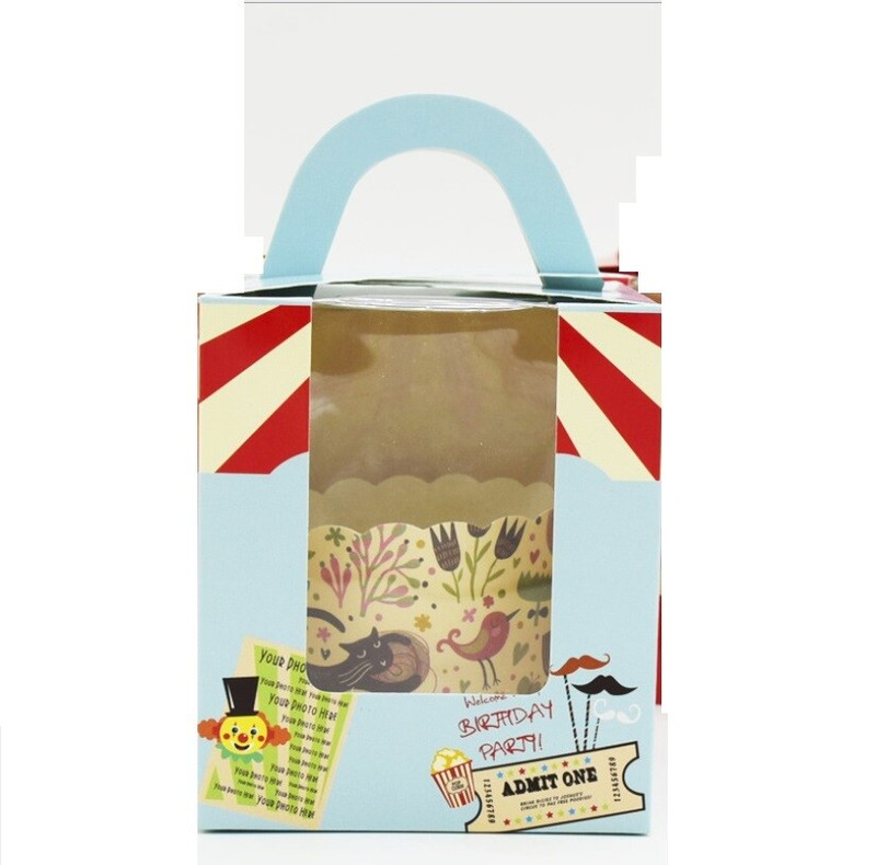 1/5/10 Pcs Single Cupcake Muffin Fairy Cake Boxes Window Circles Gift Box